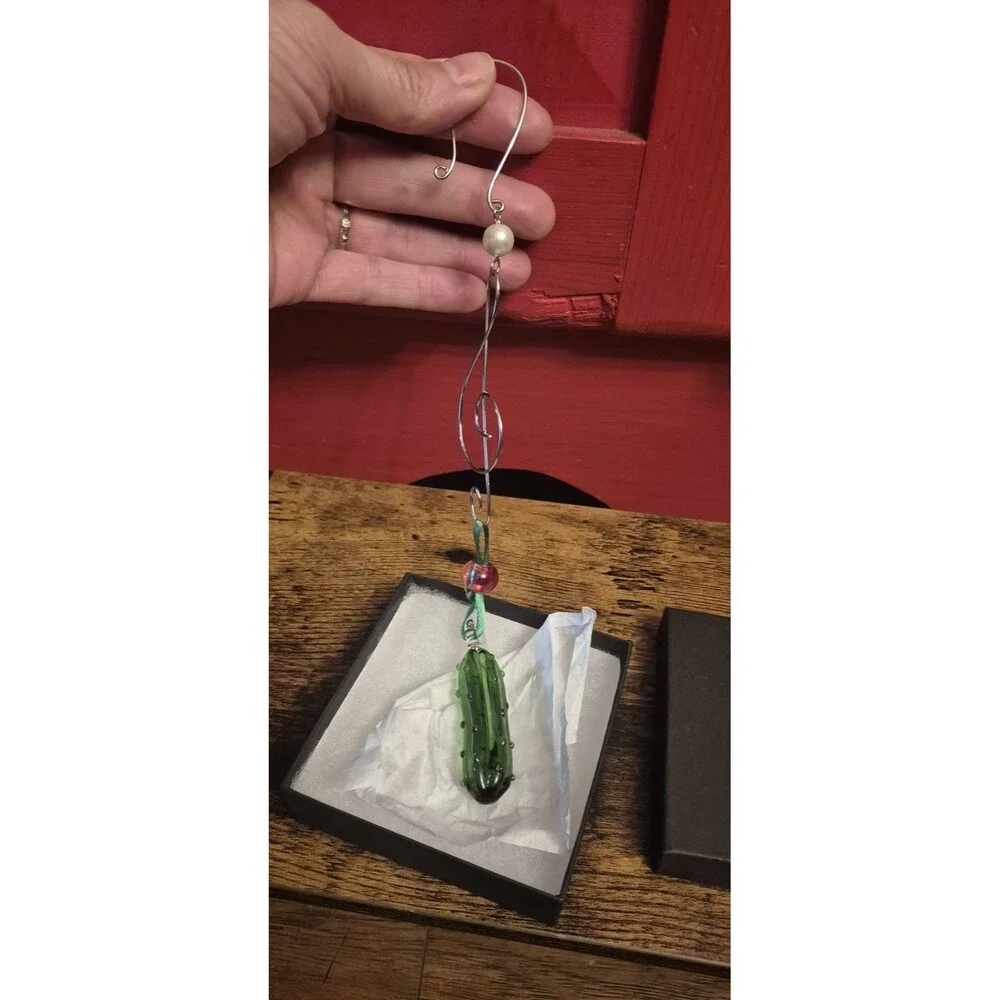 Lampwork Glass Christmas Pickle Ornament 2 Inch On Decorative Hook Traditions